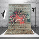 Aperturee - Aperturee Bricks Wall Floral Neon Drink In Love Photo Backdrop